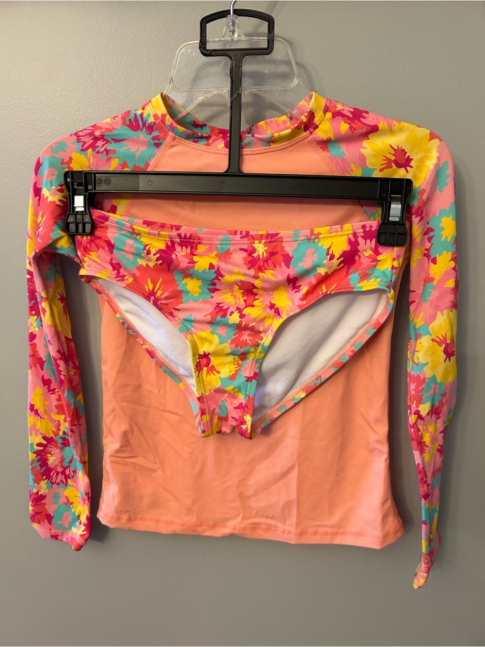 Floral Long Sleeve Rash Guard Set in Coral & Multicolor